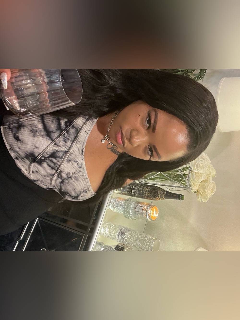 Caught In A Tie Dye Off-Shoulder Midi Dress - Black/Gray - Picture 8 of 9